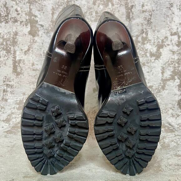 Giuseppe Zanotti Knee High Patent Leather Stiletto Boots with Contrast Stitching - Picture 6 of 10